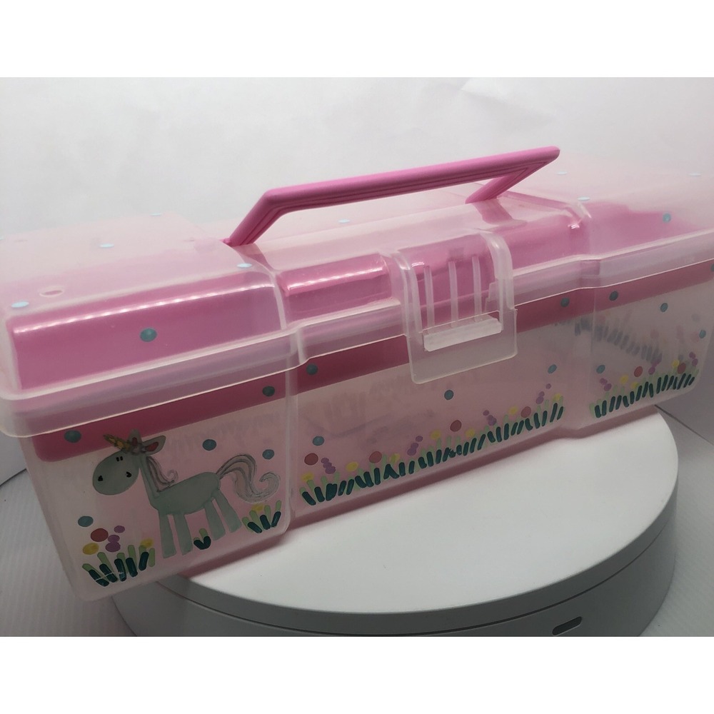 Unicorn‎ Personalized Carrying Case Plastic With Handle & Pink Tray Paper Rabbit